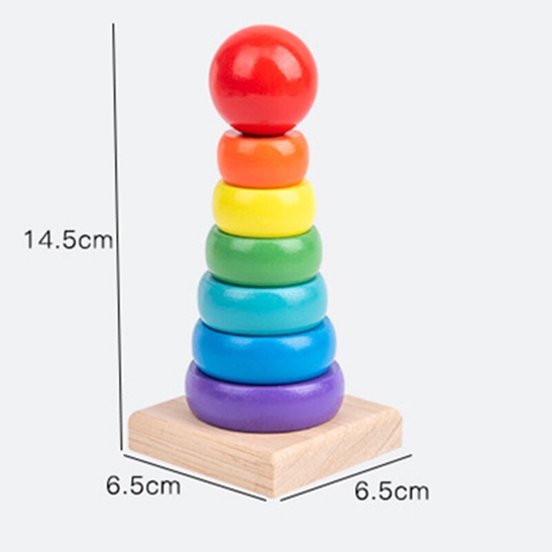 Wooden Rainbow Block Stacker mini Stacking Game Wooden Toys Nesting Puzzle Building Blocks Montessori Educational Toy for Kids: 6