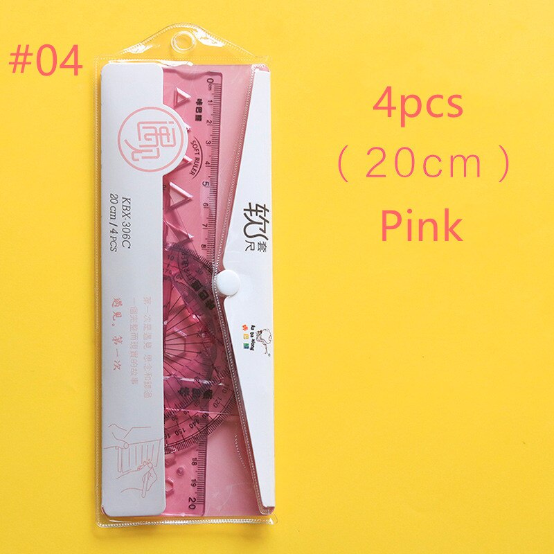 4PCS Protractor Students Maths Geometry Triangle Rulers Set Office Bookmark Drawing School Supplies for child: 04