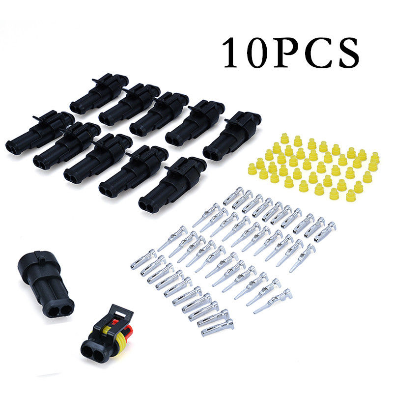 10 Sets Auto Auto 2Pin Manier Verzegelde Waterdichte Elektrische Kabelboom Connector Plug Kit Elektrische Draad Connectoren Accessoires