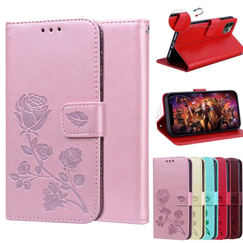 For Samsung Galaxy A01 Core Case Leather Flip Wallet Cover For Samsung A01 Core A013 Rose Flower Embossing Protection Cases 5.3"