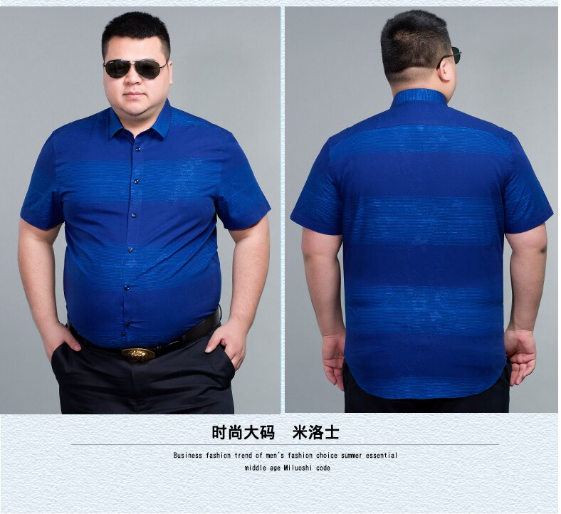 Plus store sommer herre stribede skjorter 10xl 8xl 6xl 5xl kortærmede skjorter herre mærke tøj herre skjorter social loose fit bomuld