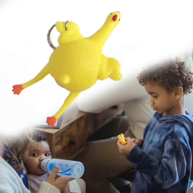1pc mini-schlüsselanhänger, scherzartikel, anti-stress-hühnchen-spielzeug zur unterhaltung, weiches, eierlegendes hühner-fidget-spielzeug zum drücken
