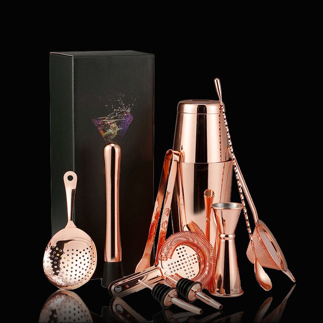 11 Stuk Barman Kit Boston Cocktail Shaker Bar Set Arrivals Rvs Rose Goud Cocktail Shaker Set bar Counte: Rose Copper