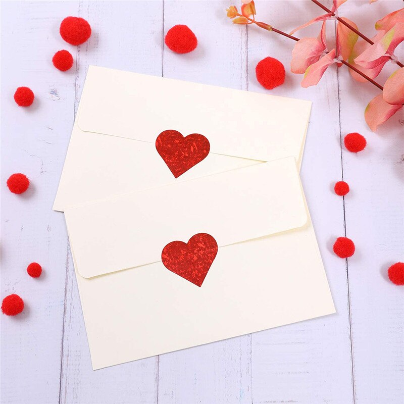 500 stücke Herz Form Etiketten Valentinstag Papier Verpackung Aufkleber Candy Dragee Tasche Box Verpackung Tasche Hochzeit Dank aufkleber