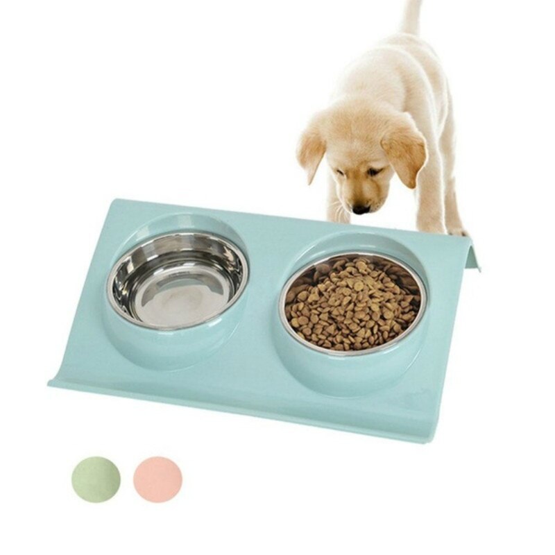 Dubbele voerbak voor honden en katten, verhoogde voerbak van roestvrij staal, voerbak voor hondenbenodigdheden, voerbak voor huisdieren, voedselcontainer