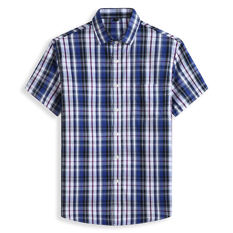 Super Large Men Thin Cotton Plaid Short Sleeve Summer Loose Turn-down Collar Casual Shirts Plus Size 2XL-7XL 8XL 9XL