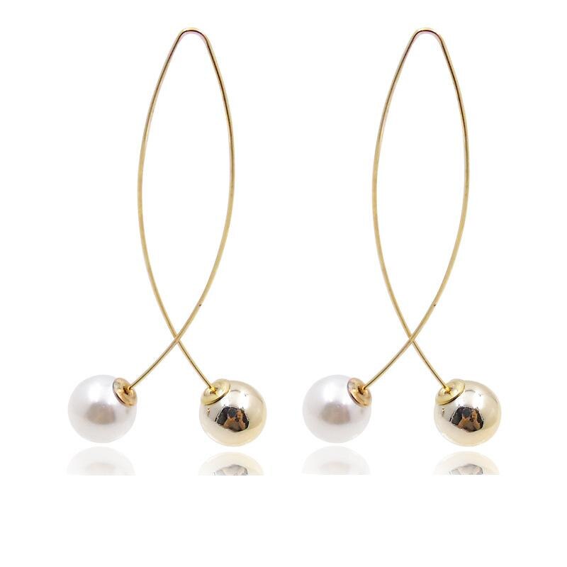 Cross Imitatie Parel Oorbellen Lange Eenvoudige Mode Oorbellen Vrouwen Bruiloft Sieraden Boucles Oreilles Pour Les Femmes: gold