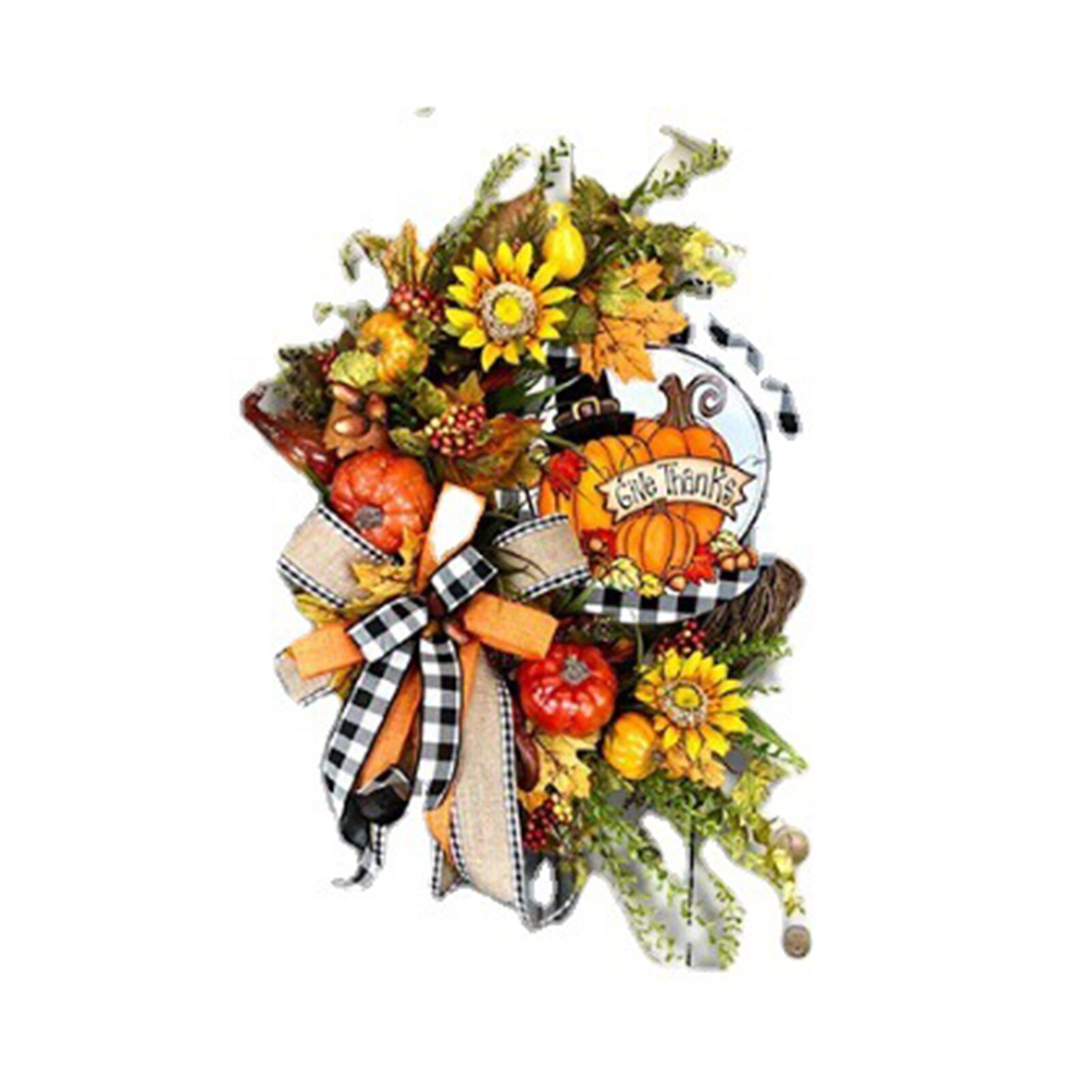 Herfstkrans Voor Voordeur, 45cm / 18 Inch Kunstmatige Pompoenen Krans Thanksgiving Krans Esdoorn Blad Krans