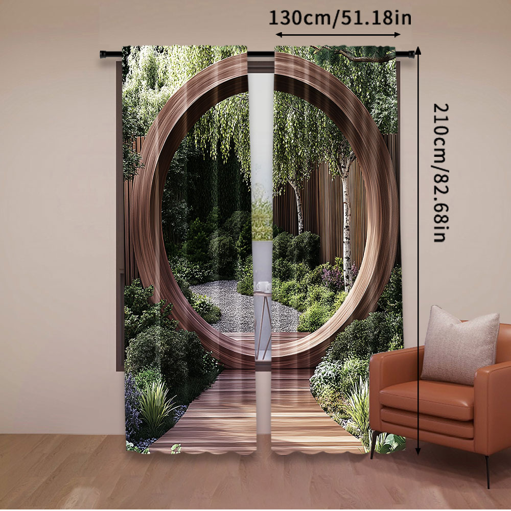 Rideau japonais rond rustique, 2 pièces, ouverture de porte et de porte, habitude Sublime, paysage naturel pour chambre à coucher, salon et salle à manger