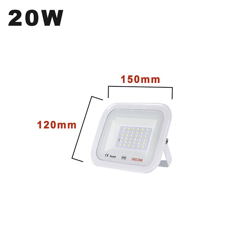 AC220V LED FloodLight 20W 30W 50W 100W Ip66 Waterproof Outdoor LED Flood Lights Spotlight Warm White For Billboard Stadium Park: 20W / White