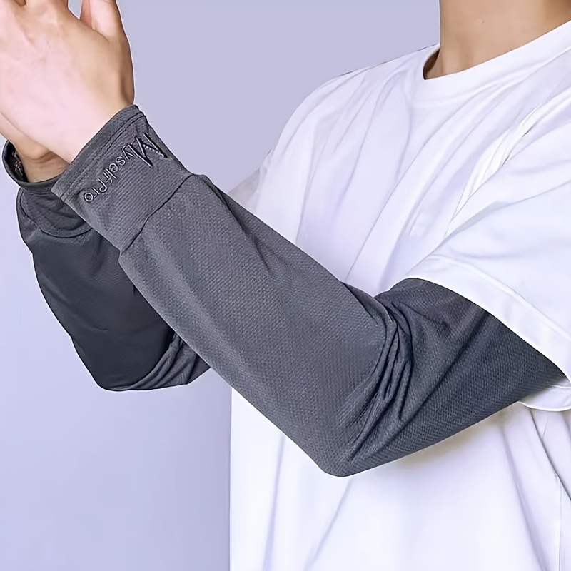 Kühlende Armstulpen, atmungsaktiv, Sonnenschutz, Eisseidenärmel, Sommer, draussen-Sport, Fahren, Radfahren, Ärmel, Herren, lockerer Arm: schwarz