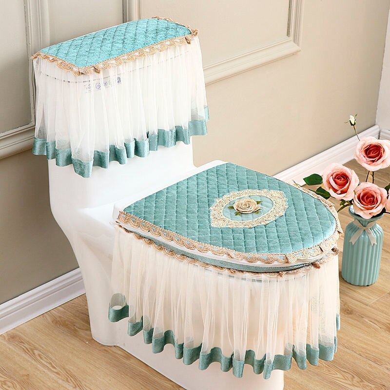 3 Teile/satz Wc Sitz Ring Wc Pad Verdickt Warme Wc Europäischen hoch-Klasse Wc Sitz Abdeckung einstellen: Stil B-hell Blau