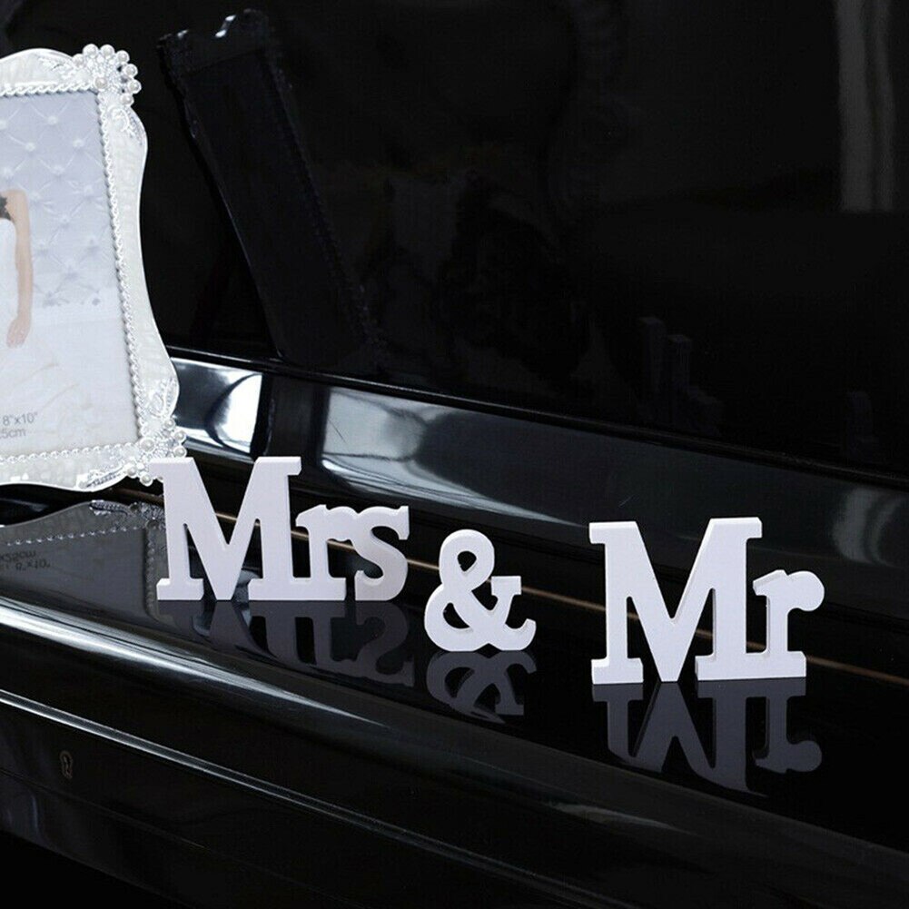 Bruiloft Tafeldecoraties Mr & Mrs Party Decoraties Pvc Hout Plastic Bord Letters Versierd Romantische H99F