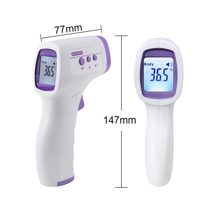 Handheld Non-contact Forehead Thermometer Homeuse IR Infrared Thermometer Portable Digital Digital Forehead Thermometer: white and purple