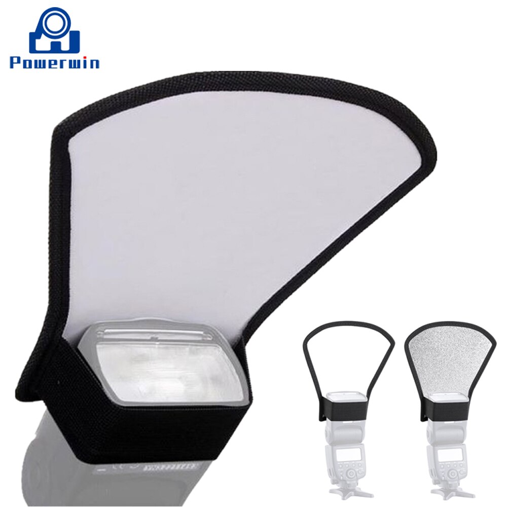 Powerwin Mini diffuseur Flash argent blanc réflecteur pour Canon/Nikon/Sony/Panasonic 580EX 600EX SB910 SB900 Godox Yongnuo Flash