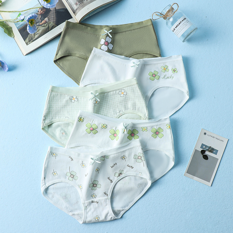 5 uds. Calzoncillos con estampado bonito para chicas jóvenes, bragas de algodón, ropa interior transpirable para mujeres, calzoncillos sexis de tiro bajo para mujeres, lencería femenina