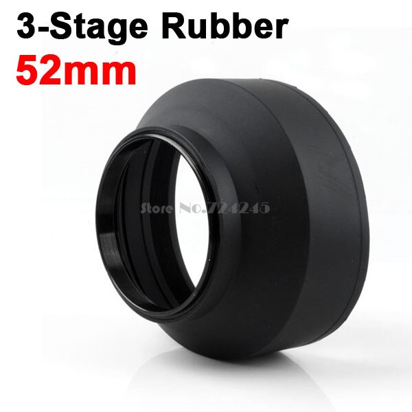 52mm 3-Stage Rubber 3-in-1 3-Stage Collapsible Rubber Lens Hood