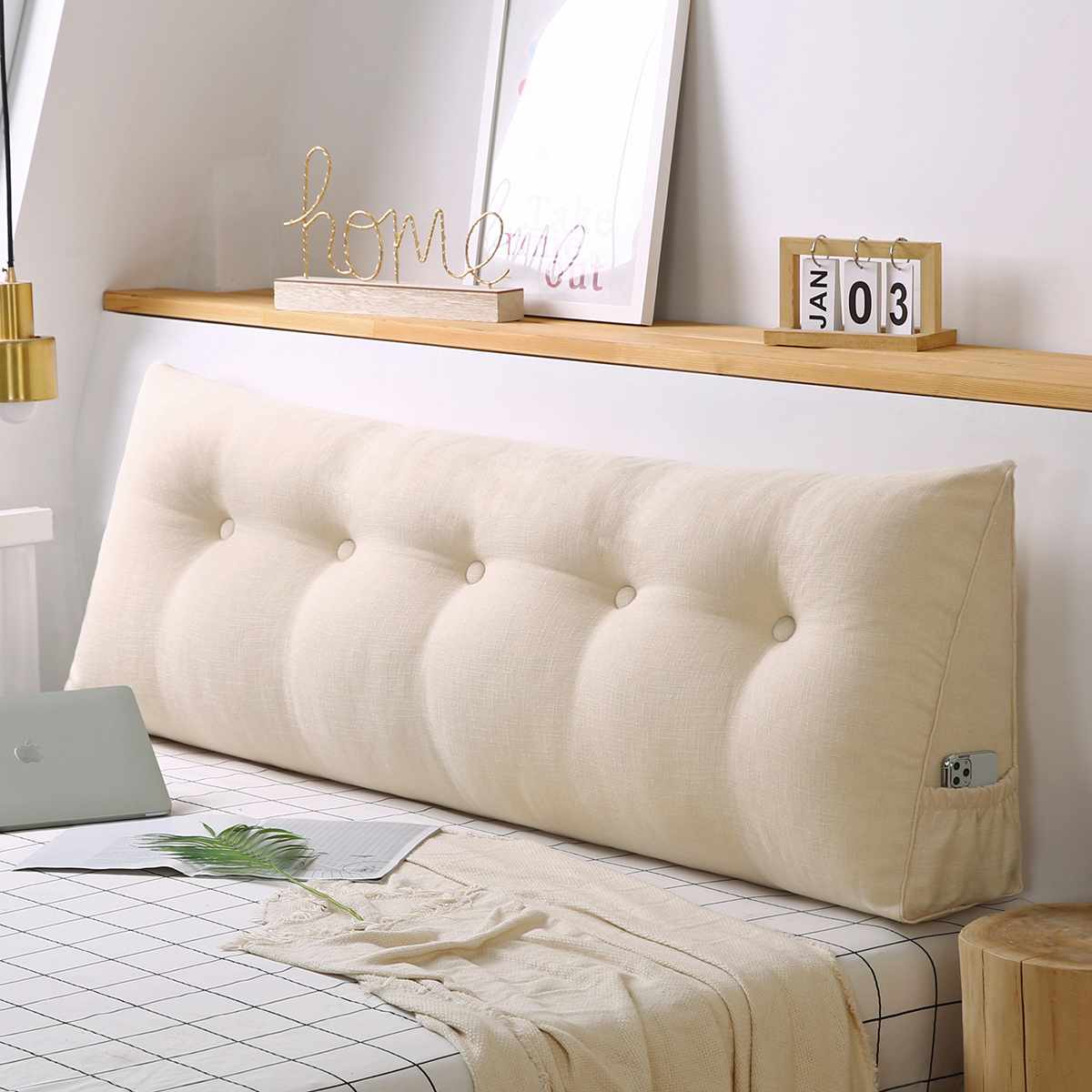 100 x 50 x 20cm triangulär kilkudde säng ryggstöd positionering stöd kudde läsning kudde kontor ländryggen pad med lock