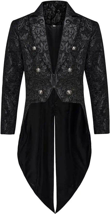 Thopil Men's Steampunk Vintage Tailcoat Jacket Gothic Victorian Frock Coat Costume