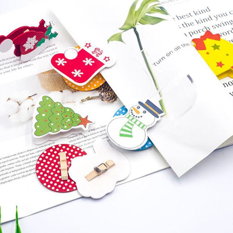 6 Pcs Santa Claus Wooden Clip Photo Clothespin Craft Clips Christmas Home Festival Decoration