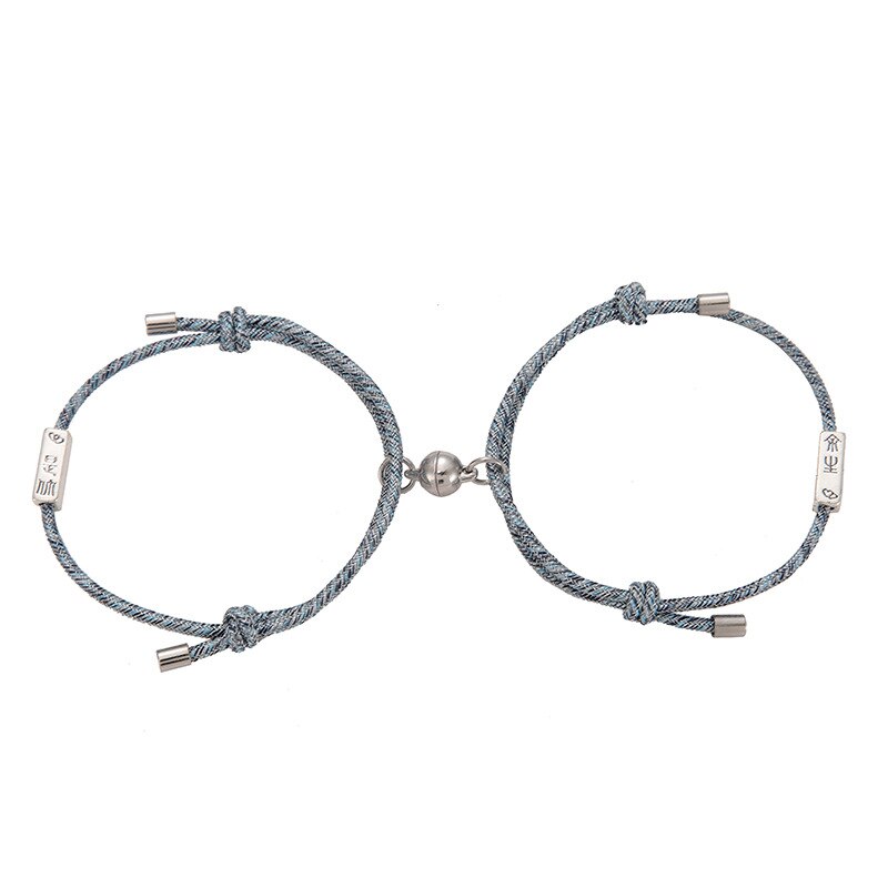 2 stk magnetisk gensidig tiltrækning par armbånd til kvinder justerbare håndlavede løfter af evigt flettet reb charm smykker