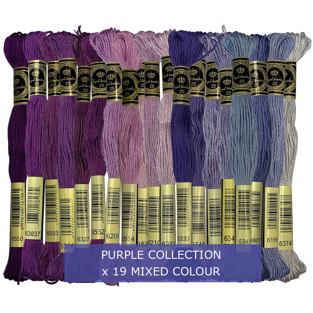 All 447 Rainbow Colors Embroidery Floss Pack 100% Long-staple Egyptian Cotton Cross Stitch Thread, 8 Meter 6 Strands: Purple x19
