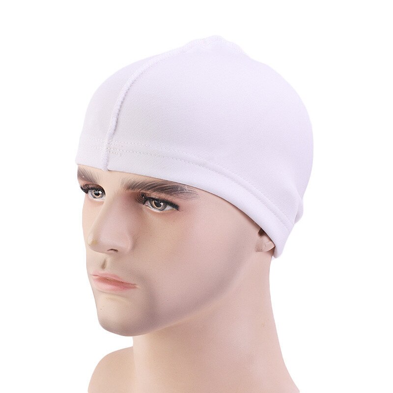 Unisex Solid Summer Satin Breathable Turban Hat Men Hip Hop Durags wave dome cap: White