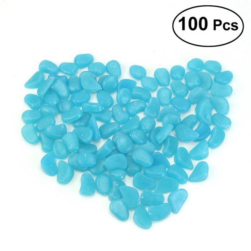 100 stuks lichtgevende keien, kiezelstenen, gloeiend grind voor aquarium, aquarium, tuindecoratie (lichtpaars): Blauw