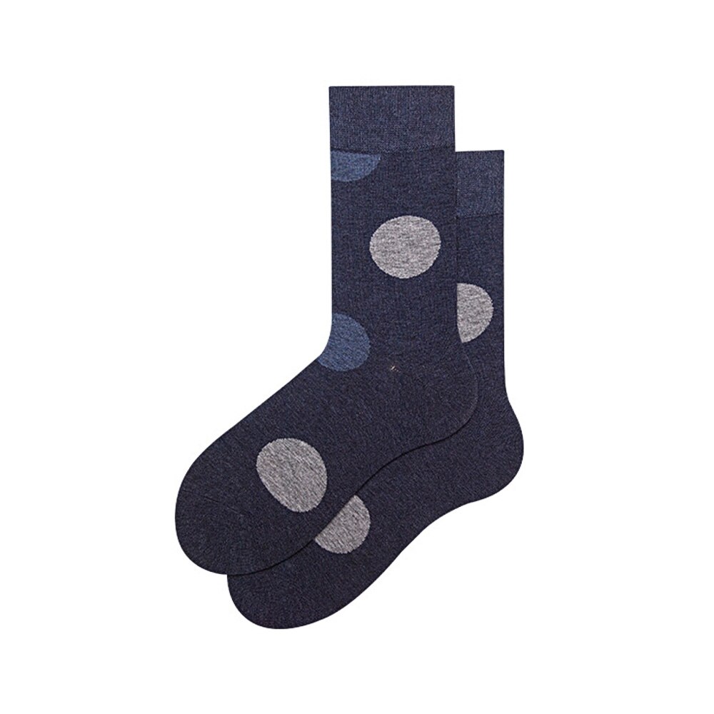 Funny Women Colorful Happy Casual Cotton Big Dot winter Crew socks for men: Navy Blue