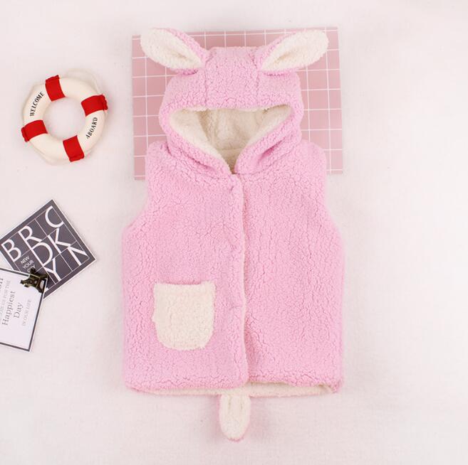 Roupas de bebê colete inverno veludo com capuz roupas da criança grosso quente bonito orelhas roupas casaco ybc029: YBC029B / 73