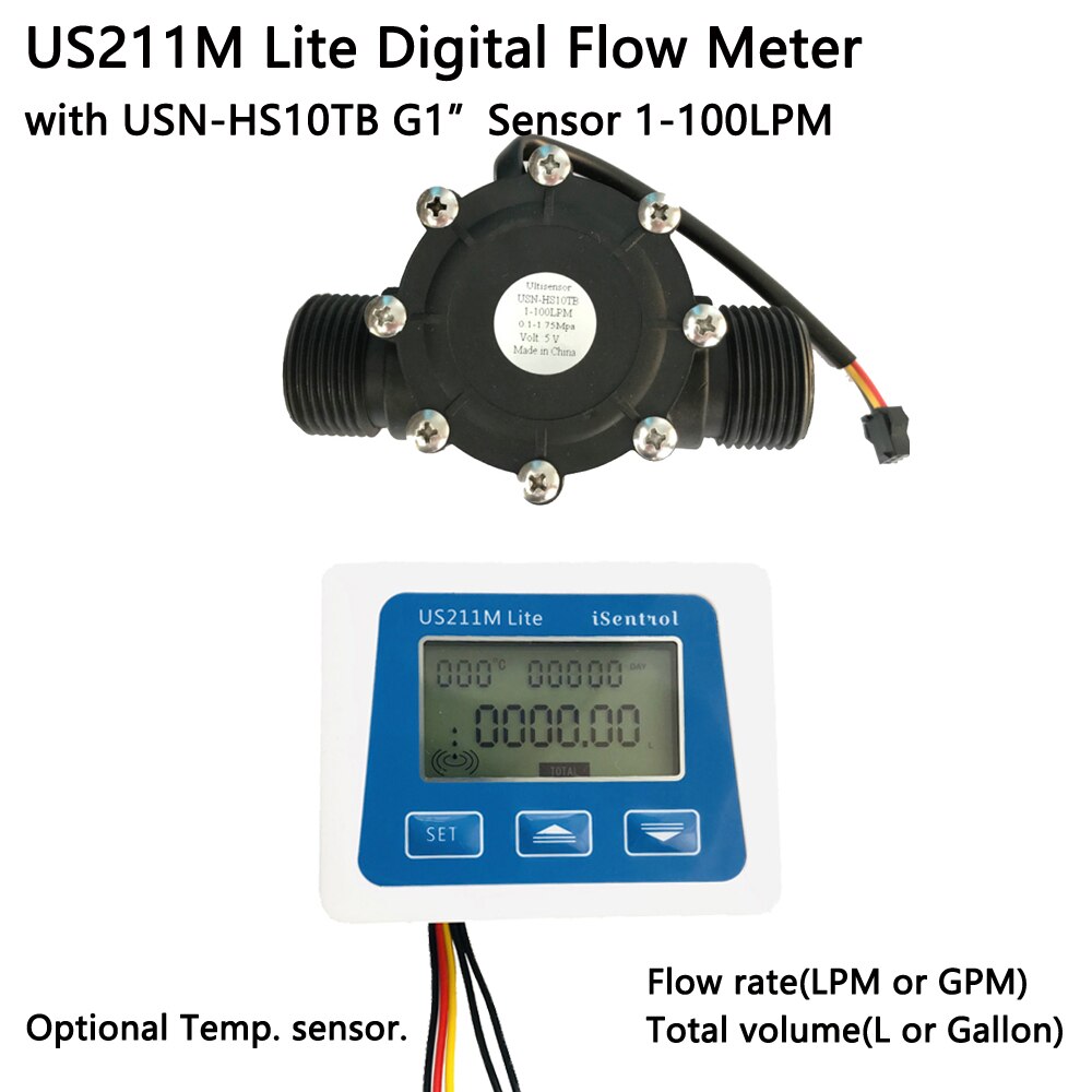 US211M Lite USN-HS10TB 1-100L/min Digital Flow Meter 5V Flow Reader Compatible with all our flow sensor, without temperature