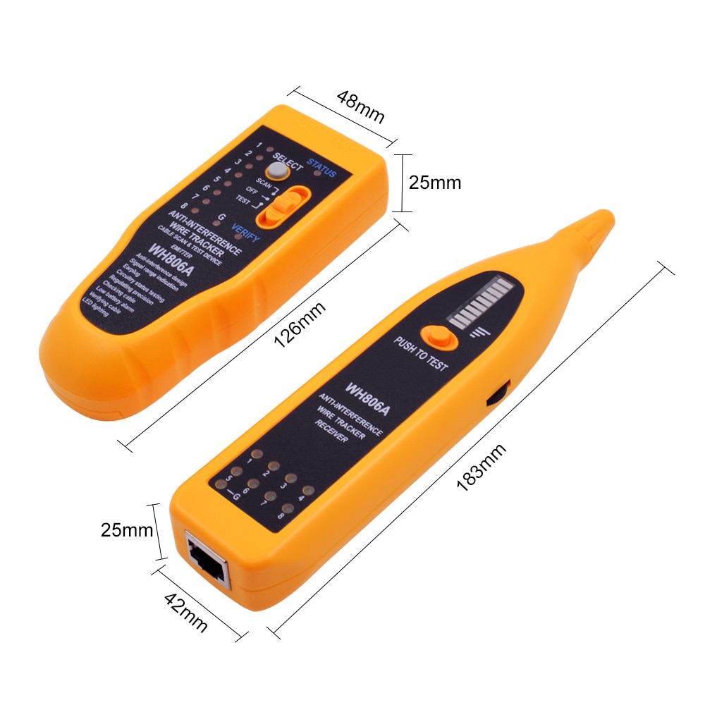 Top WH806A Cable Tester for BNC Electrical Cable Cat5 Cat5E Cat6 Cat6E RJ45 Telephone Wire Tracker LAN Network Line Finder