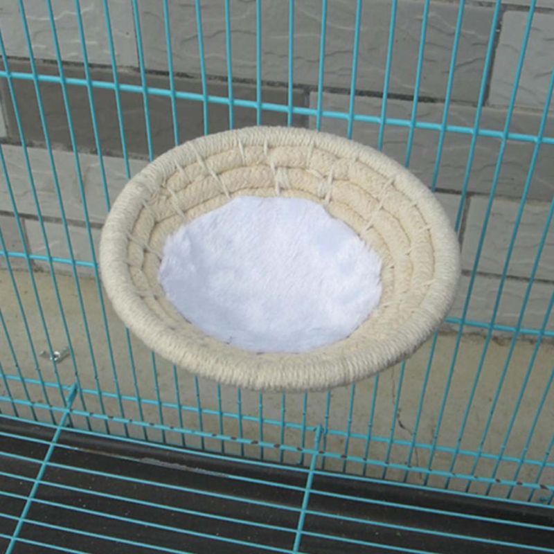 Rond tissé à la main coton corde oiseau élevage nid perruche paille soie doux confortable petit perroquet Cage éclosion Den maison animal de compagnie Bir
