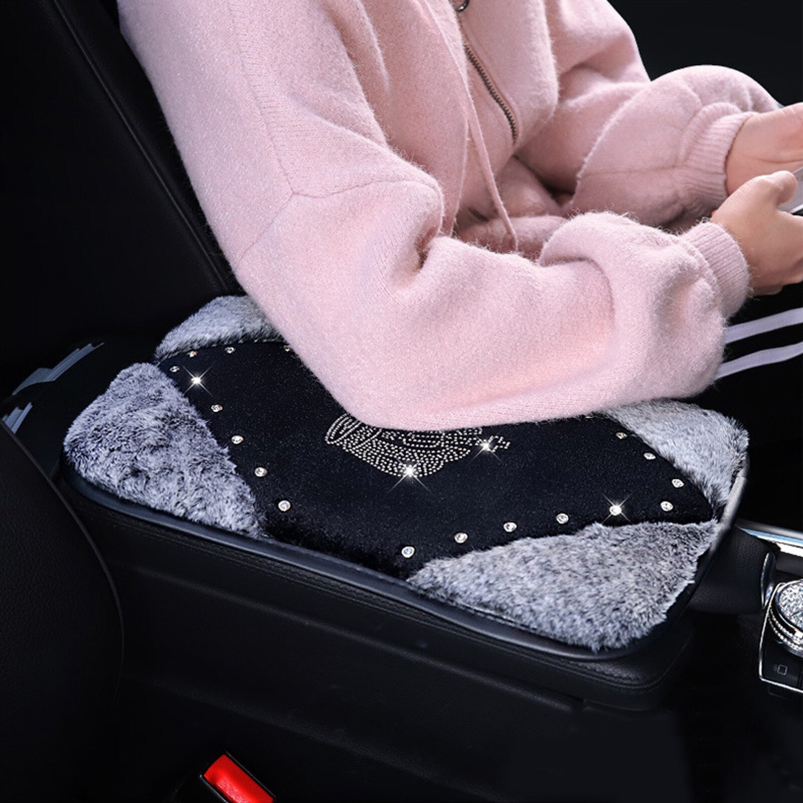 Memory Foam Car Armrest Pad - Universal Console Cushion With PU Leather Cover (Black)