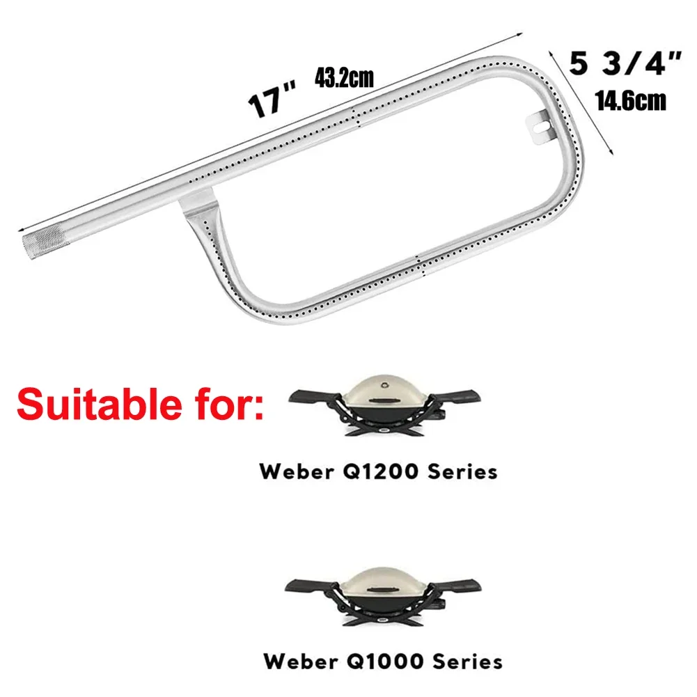 Für Weber Q100 Q120 Q1000 Q1200 BABY Q Grillbrennerrohr Ersatz 304 Edelstahl 43,2 x 14,6 cm Grillzubehör