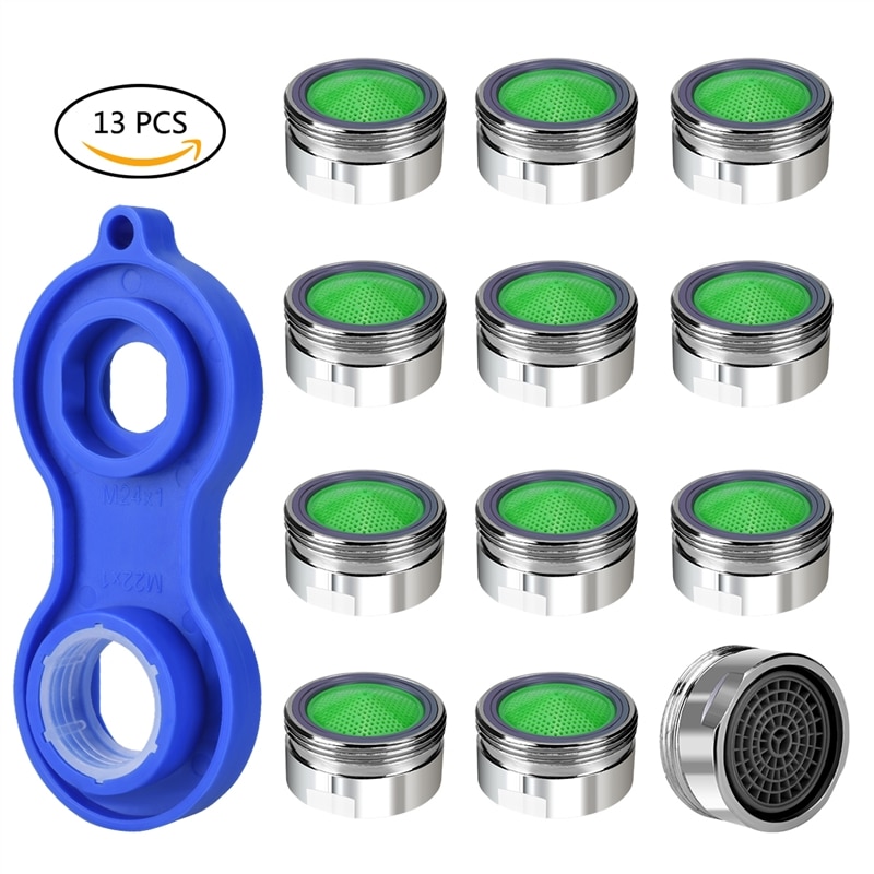 12 Pc Water Saving Aerator Copper aireador grifo 1Pc Faucet Aerator Wrench Jet Regulators Filter Spare Part for Kitchen Bath