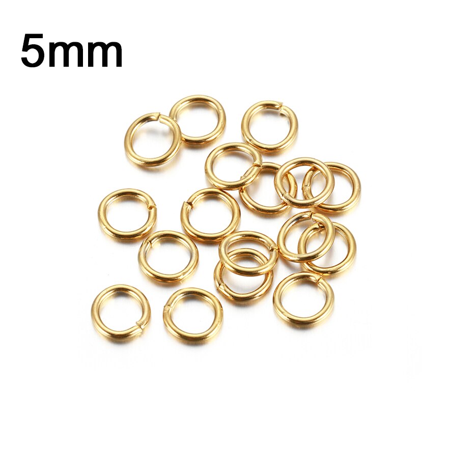 200 sztuk 100 sztuk ze stali nierdzewnej Jump pierścień 3-15mm pozłacane dzielone pierścienie do tworzenia biżuterii złącza łańcuchowe DIY akcesoria: 5mm Gold