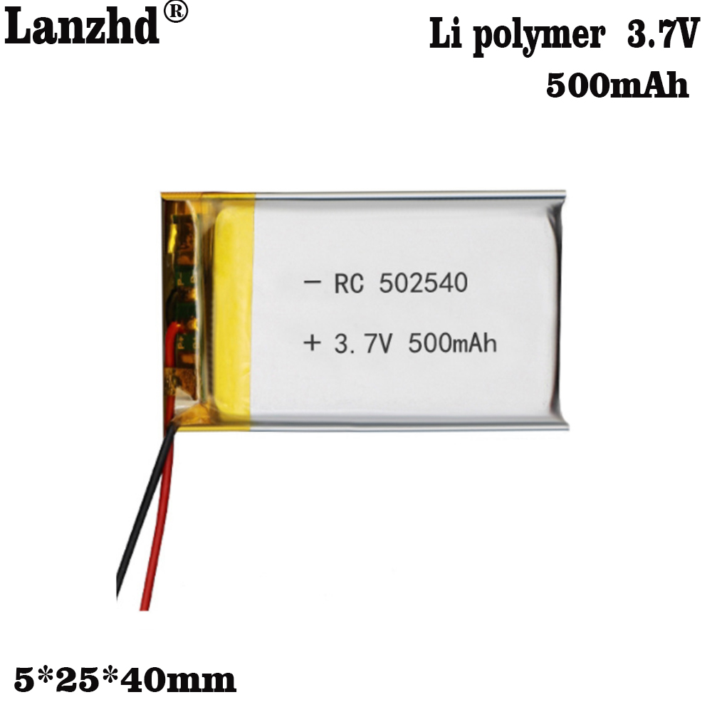 502540 500mah 3,7 V Lithium-Polymer-Akku für GPS MP3 DVD Bluetooth-Lautsprecher Headset Li-Ionen-Ersatz zelle