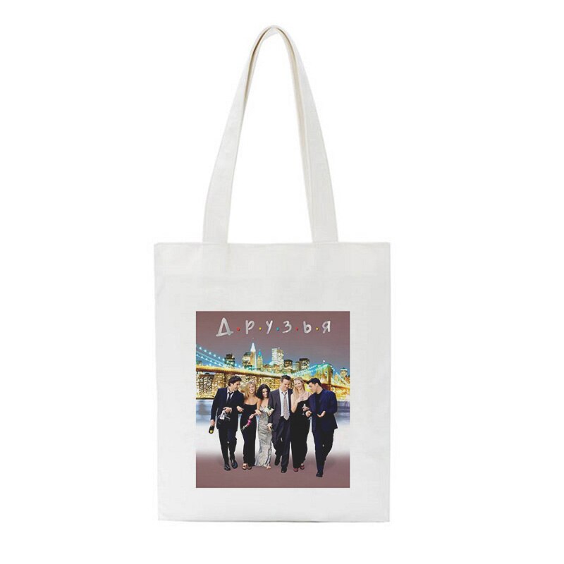 Friends tv-show schoudertassen cartoon boodschappentas harajuku casual dames tas portemonnee grote handtas street ins crossbody tas: 3