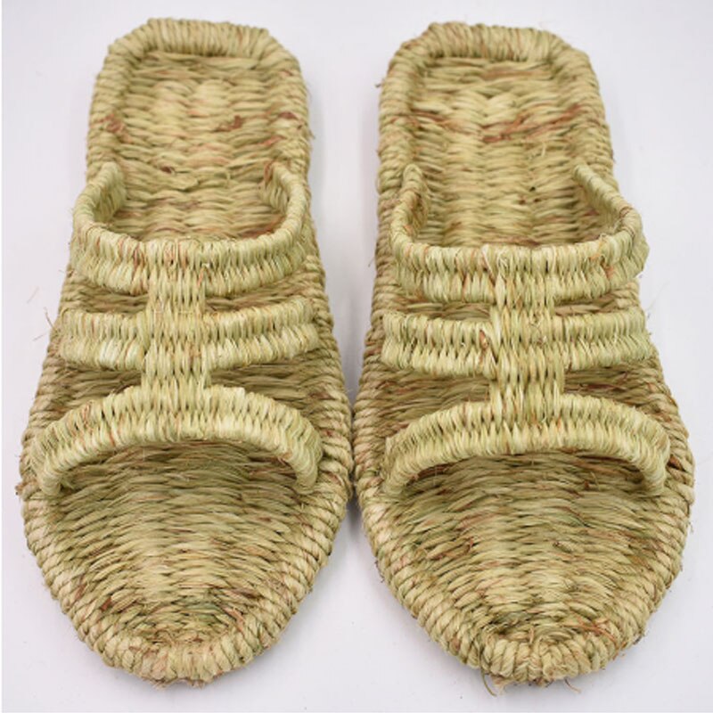 Fletsko håndlavede vævede mænd hjemmesko flip flops linned unisex strandsko sommer retro skridsikre sandaler: 9.5
