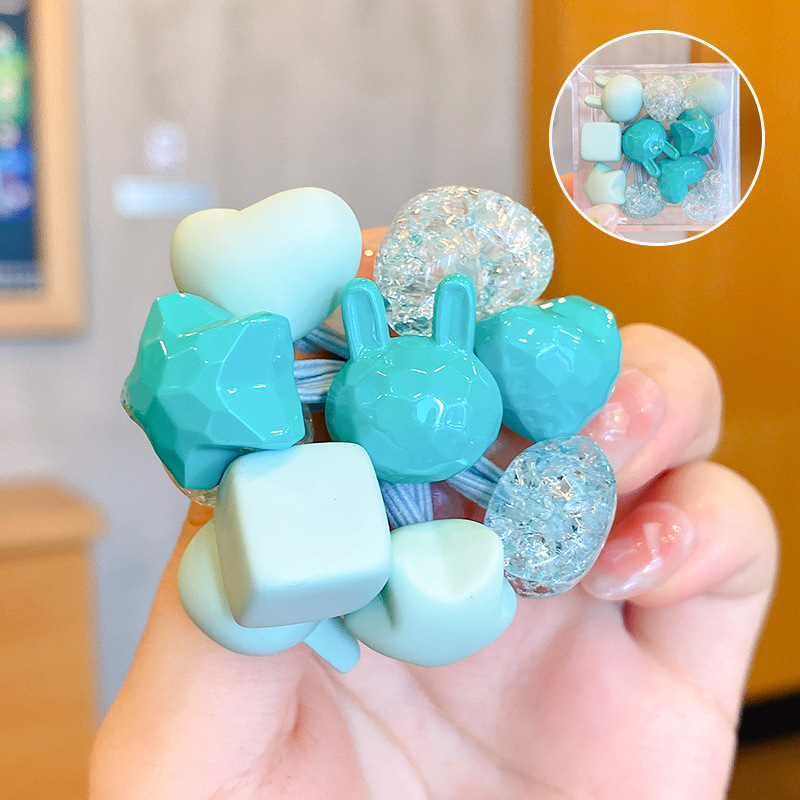 【Juego de 10 piezas】 tocados súper bonitos en caja, banda de goma para el pelo de dibujos animados para niños de color caramelo, tocado con bola de cristal: Lavanda