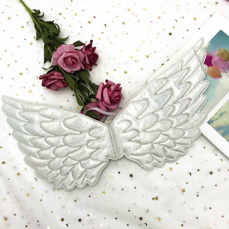 Rainbow Fairy Wings for Kids Unicorn Costume Girls Dress Up Pastel Rainbow Wings Costume Birthday Party Accessories: Silver