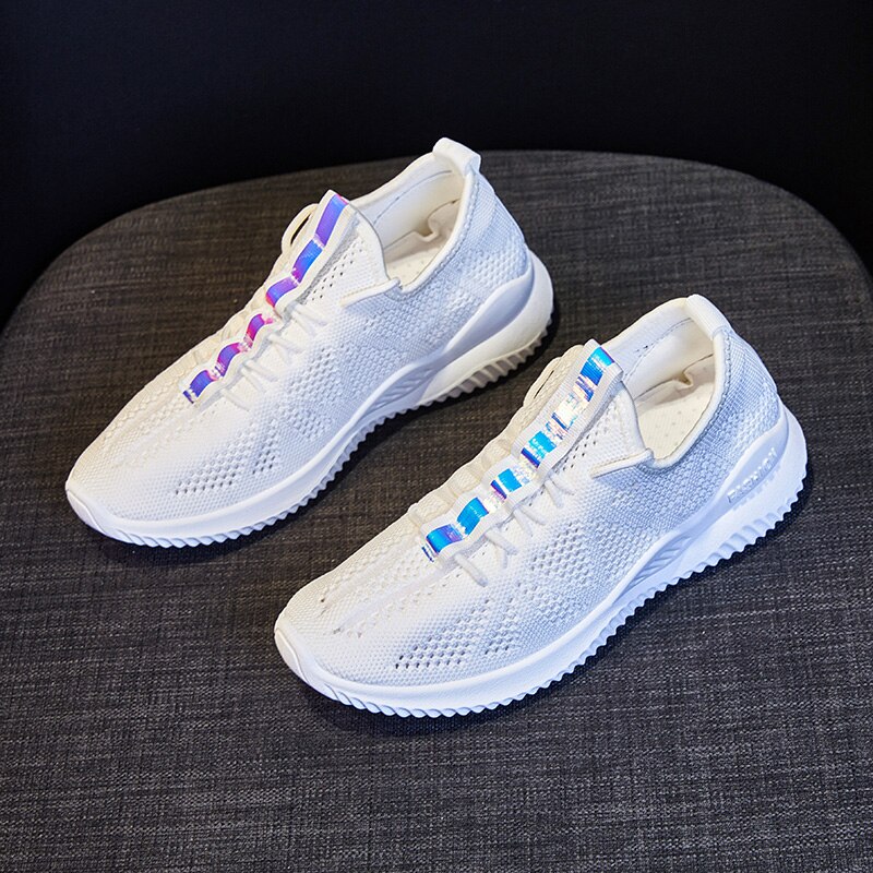 Women's Tennis Shoes - Lace-Up - Breathable Mesh Upper - Rubber Sole - Lightweight & Shock Absorbant