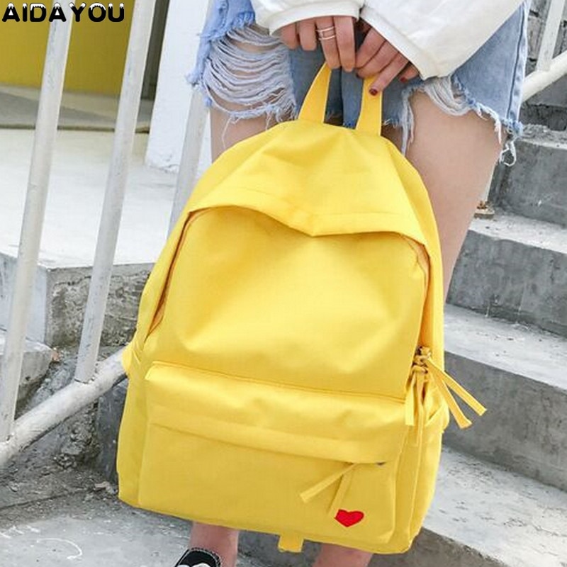 Koreaanse Schooltassen Voor Tiener Girs Vrouwelijke Zwart Geel Canvas Tassen Leuke Mode Dames Casual Rugzakken Bag116