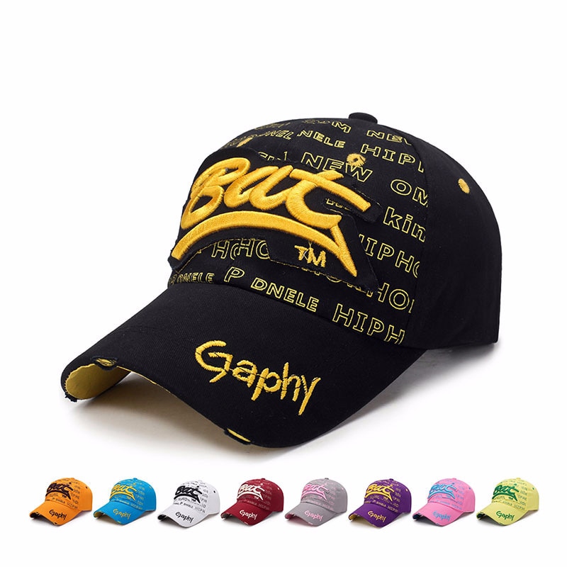 Vintage cassé trou lettre chauve-souris casquette décontracté en plein air casquettes de Baseball pour hommes femmes Snapback casquettes soleil chapeau os Garros