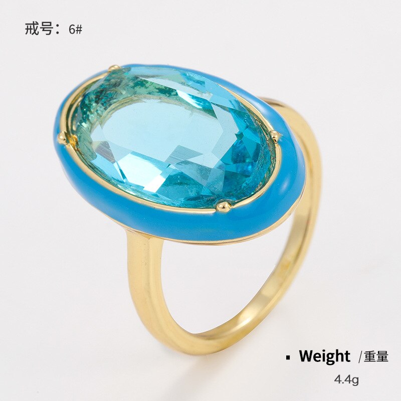 Onregelmatige Geometrische Vierkante Ronde Kleurrijke Crystal Rhinestone Zirkoon Druipend Olie Vinger Ring Voor Vrouwen Bruiloft Sieraden