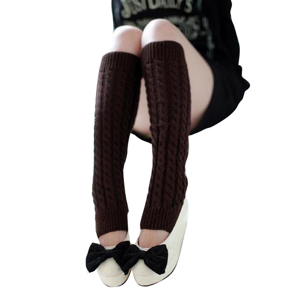Jambières chaudes pour femmes | Chaussettes longues tricotées, en Crochet, hiver: Black