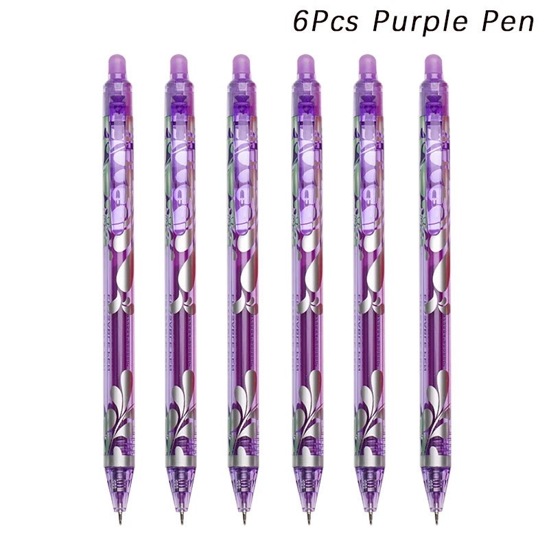 Large Capacity Ink Erasable Pen 6-color Push Gel Pen Set 0.5mm Transparent Colors Pen Office Writing Supplies Kawaii Stationery: SKY BLUE