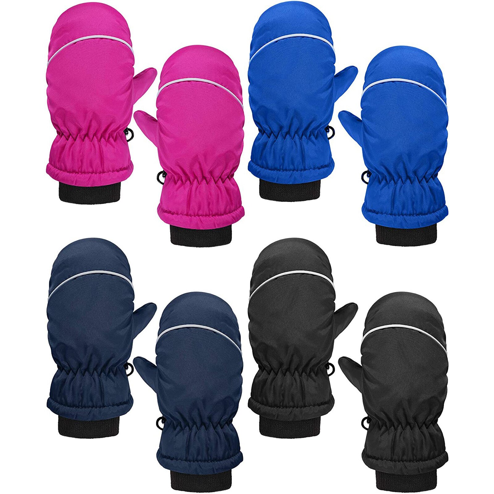 Kids Winter Outdoor Play Warm Gloves 4pcs Leather Windproof Children Ski Cycling Climbing Gloves Waterproof Anti-slip Mittens: Default Title