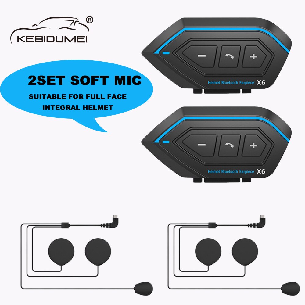 Motorcycle Bluetooth Intercom Helmet Intercom Upto 2 Riders 1000M Wireless Waterproof Interphone Headsets X6: Black